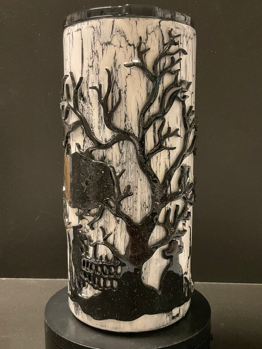 Crackle Skull tree tumbler