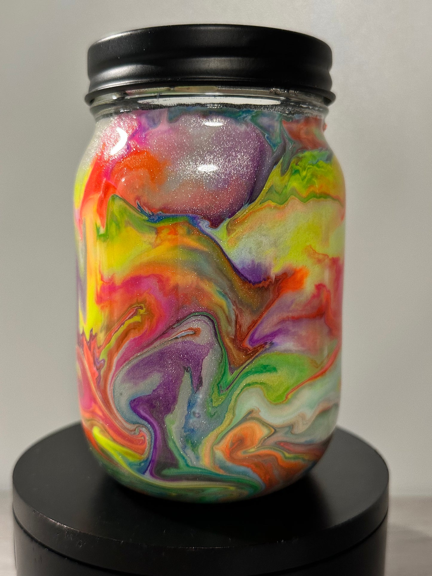 Neon Tea Light candle jar