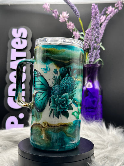 Teal Butterfly Tumbler
