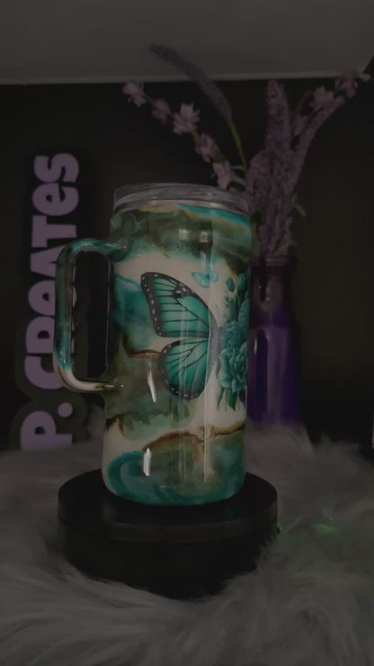 Teal Butterfly Tumbler